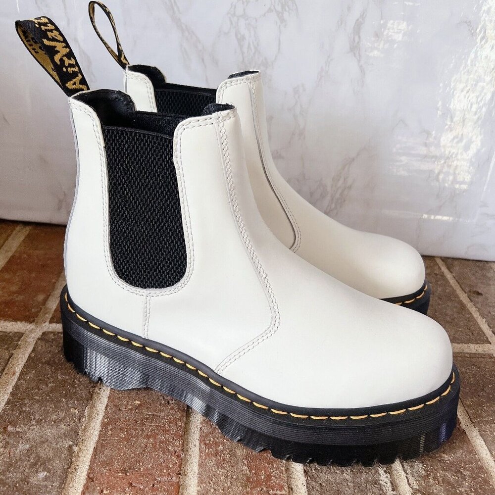 Dr. Martens 2976 Quad Platform Chelsea Boot White Leather Womens US 6 - Picture 5 of 11